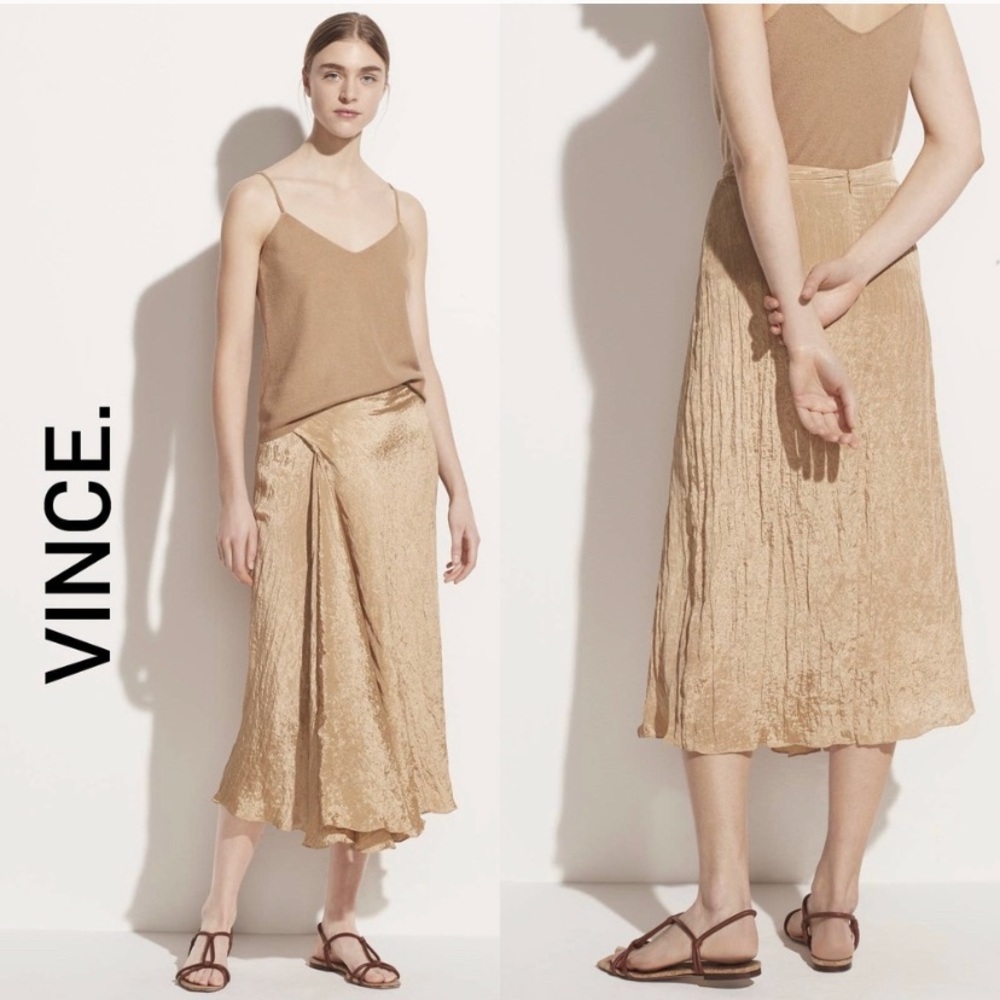 Vince Textured Drape Midi Skirt $295 NWT Size 6